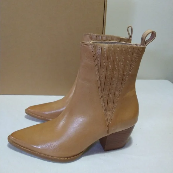 Matisse Tan Elevation Leather Stacked Heel Booties - Picture 5 of 14